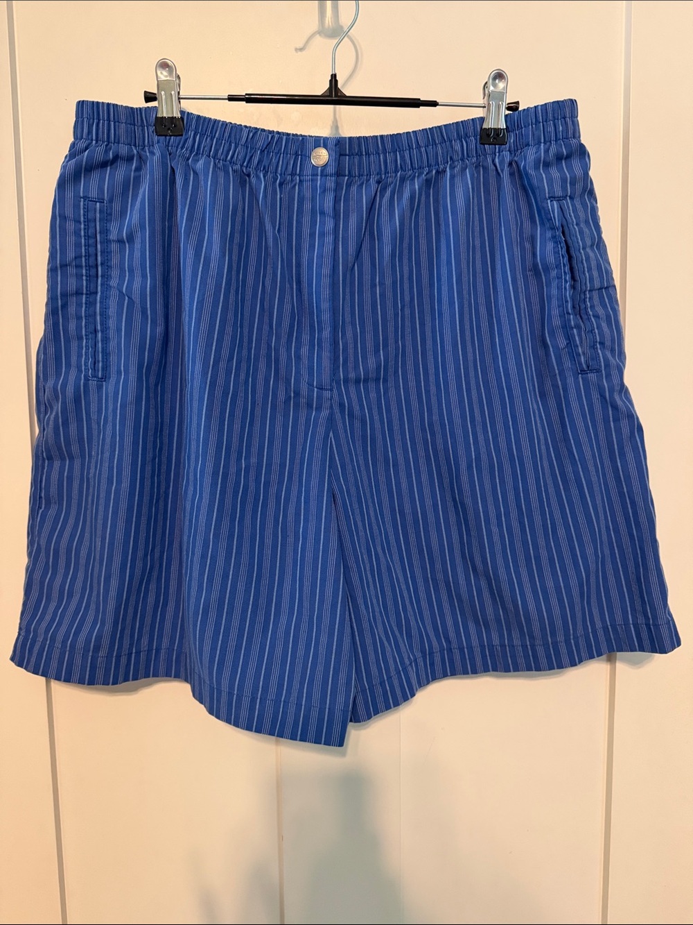 Vintage Karen Scott Blue Striped Cotton Blend Shorts Size 16